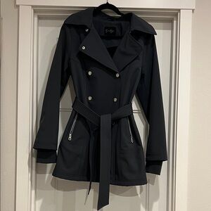 Jessica Simpson Black Double-Breasted Trench Coat